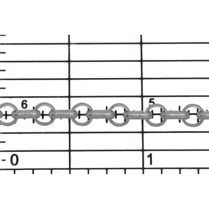 Sterling Silver 4.05mm Width / Length Circle Link Followed by 2.50mm Width by 5.06mm Length Oval Link, Rolo Chain. Price per: 1 Foot.