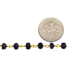 Load image into Gallery viewer, Brass Gold Plated 4.1mm Width by 2.9mm Length Natural Hand Cut Lapis Stone, Gem Stone Chain. Price per: 1 Inch.
