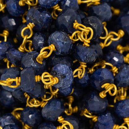 Brass Gold Plated 4.1mm Width by 2.9mm Length Natural Hand Cut Lapis Stone, Gem Stone Chain. Price per: 1 Inch.