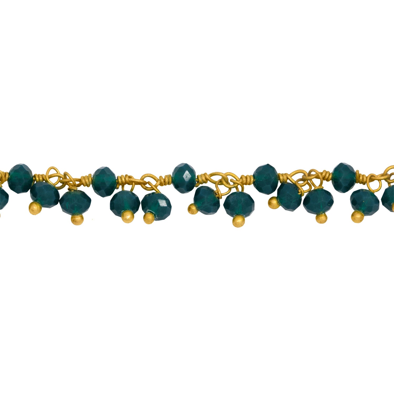 Chain by Foot. Brass Gold Plated 3.46mm Width by 2.46mm Length Natural Hand Cut Green Aventurine Stone, With Two of 3.46mm Width by 2.46mm Length Green Aventurine Stone Hanging off the Chain, Gem Stone Chain. Price per: 1 Inch.