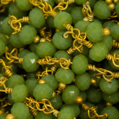 Brass Gold Plated 3.65mm Width by 2.91mm Length Natural Hand Cut Chrysoprase Stone, With Two of 3.51mm Width by 2.72mm Length Chrysoprase Stone Hanging off the Chain, Gem Stone Chain. Price per: 1 Inch.