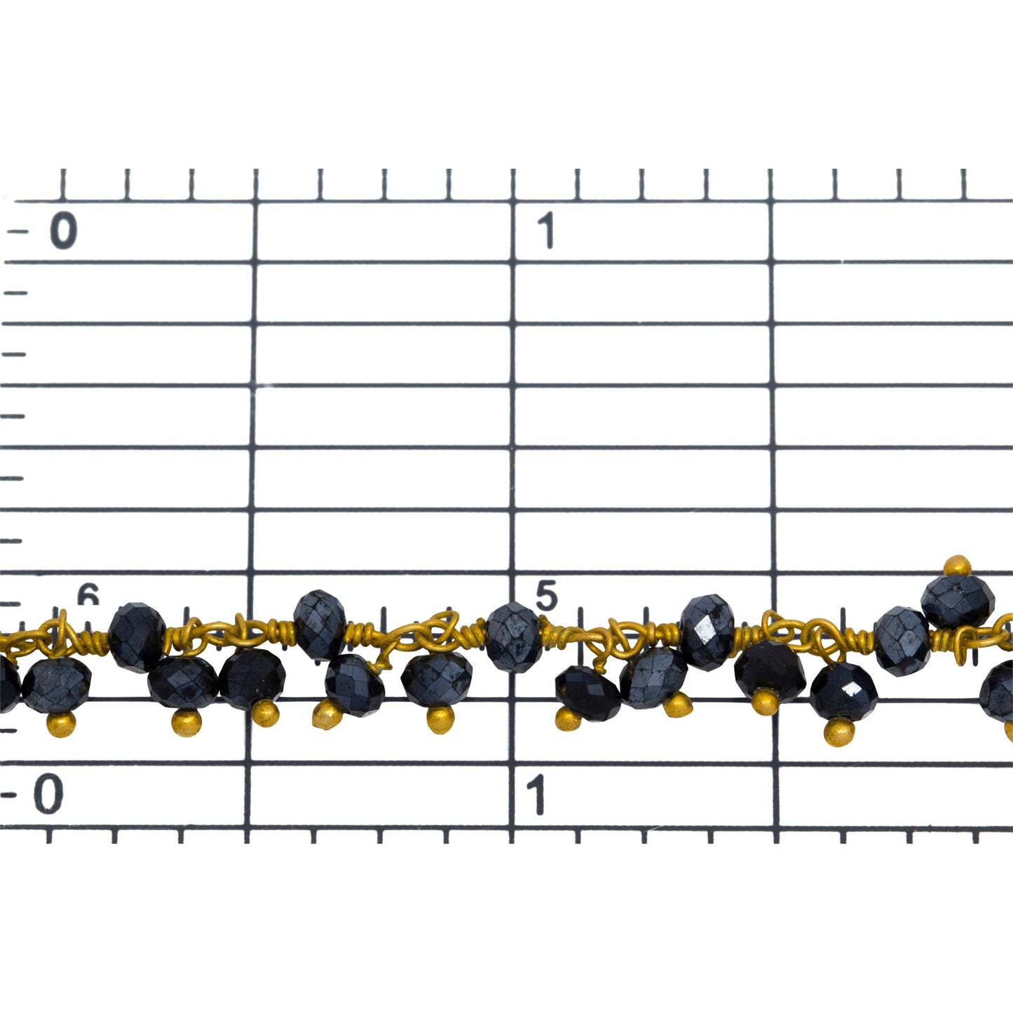 Brass Gold Plated 3.2mm Width by 2.65mm Length Natural Hand Cut Hematite Stone, With Two of 3.2mm Width by 2.65mm Length Hematite Stone Hanging off the Chain, Gem Stone Chain. Price per: 1 Inch.