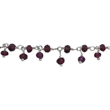 Load image into Gallery viewer, Chain by Foot. Brass Silver Plated 3.53mm Width by 2.35mm Length Natural Hand Cut Garnet Stone, With One of 3.22mm Width by 2.60mm Length Garnet Stone Hanging off the Chain, Gem Stone Chain. Price per: 1 Inch.
