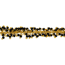 Load image into Gallery viewer, Chain by Foot. Brass Gold Plated 1.7mm Width by 2.35mm Cable Chain, With Two of 2.0mm Width by 1.65mm Length Black Spinel Shade Seed Bead Hanging off the Chain, Gem Stone Chain. Price per: 1 Inch.
