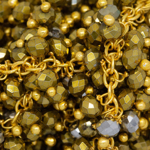 Brass Gold Plated 2.26mm Width by 3.12mm Length Cable Chain, With Two of 3.4mm Width by 2.8mm Length Pyrite Stone Hanging off the Chain, Gem Stone Chain. Price per: 1 Inch.