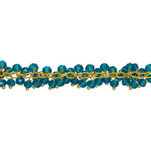 Load image into Gallery viewer, Chain by Foot. Brass Gold Plated 2.5mm Width by 3.6mm Cable Chain, With Two of 3.4mm Width by 2.8mm Length London Blue Topaz Stone Hanging off the Chain, Gem Stone Chain. Price per: 1 Inch.
