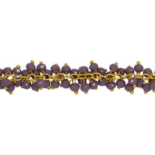 Load image into Gallery viewer, Chain by Foot. Brass Gold Plated 2.5mm Width by 3.6mm Cable Chain, With Two of 3.4mm Width by 2.7mm Length Sugilite Stone Hanging off the Chain, Gem Stone Chain. Price per: 1 Inch.
