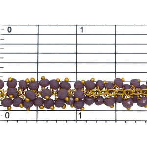 Brass Gold Plated 2.5mm Width by 3.6mm Length Cable Chain, With Two of 3.4mm Width by 2.7mm Length Sugilite Stone Hanging off the Chain, Gem Stone Chain. Price per: 1 Inch.