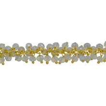 Load image into Gallery viewer, Chain by Foot. Brass Gold Plated 2.5mm Width by 3.6mm Cable Chain, With Two of 3.4mm Width by 2.8mm Length Opalite Stone Hanging off the Chain, Gem Stone Chain. Price per: 1 Inch.
