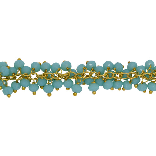 Chain by Foot. Brass Gold Plated 2.5mm Width by 3.6mm Cable Chain, With Two of 3.6mm Width by 2.8mm Length Amazonite Stone Hanging off the Chain, Gem Stone Chain. Price per: 1 Inch.