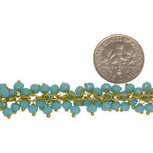 Brass Gold Plated 2.5mm Width by 3.6mm Length Cable Chain, With Two of 3.6mm Width by 2.8mm Length Amazonite Stone Hanging off the Chain, Gem Stone Chain. Price per: 1 Inch.