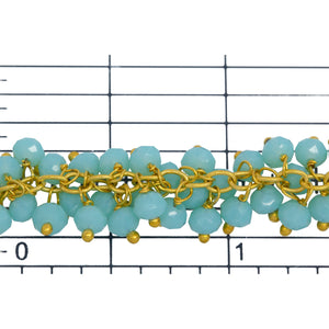 Brass Gold Plated 2.5mm Width by 3.6mm Length Cable Chain, With Two of 3.6mm Width by 2.8mm Length Amazonite Stone Hanging off the Chain, Gem Stone Chain. Price per: 1 Inch.