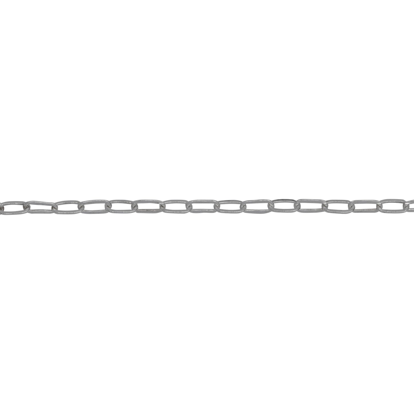 Chain by Foot. Sterling Silver 1.53mm Width 3.00mm Length, Flat Cable Chain. Price per: 1 Foot.