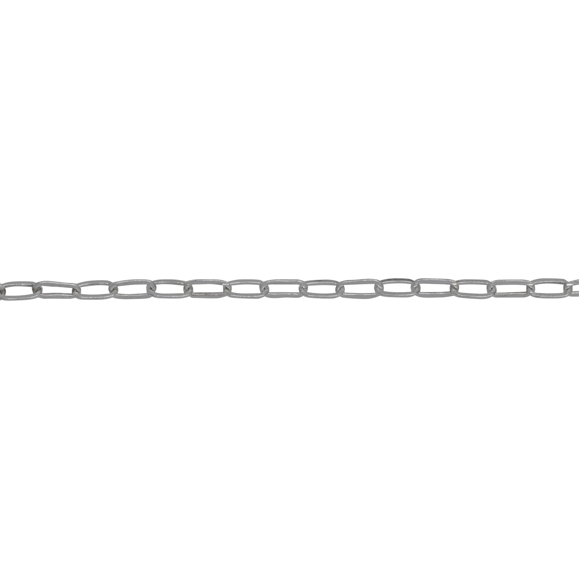 Chain by Foot. Sterling Silver 1.53mm Width 3.00mm Length, Flat Cable Chain. Price per: 1 Foot.