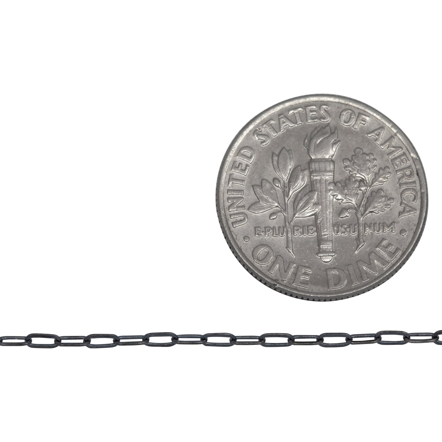 Sterling Silver - Rhodium Plated 1.53mm Width 3.00mm Length, Flat Cable Chain. Price per: 1 Foot.