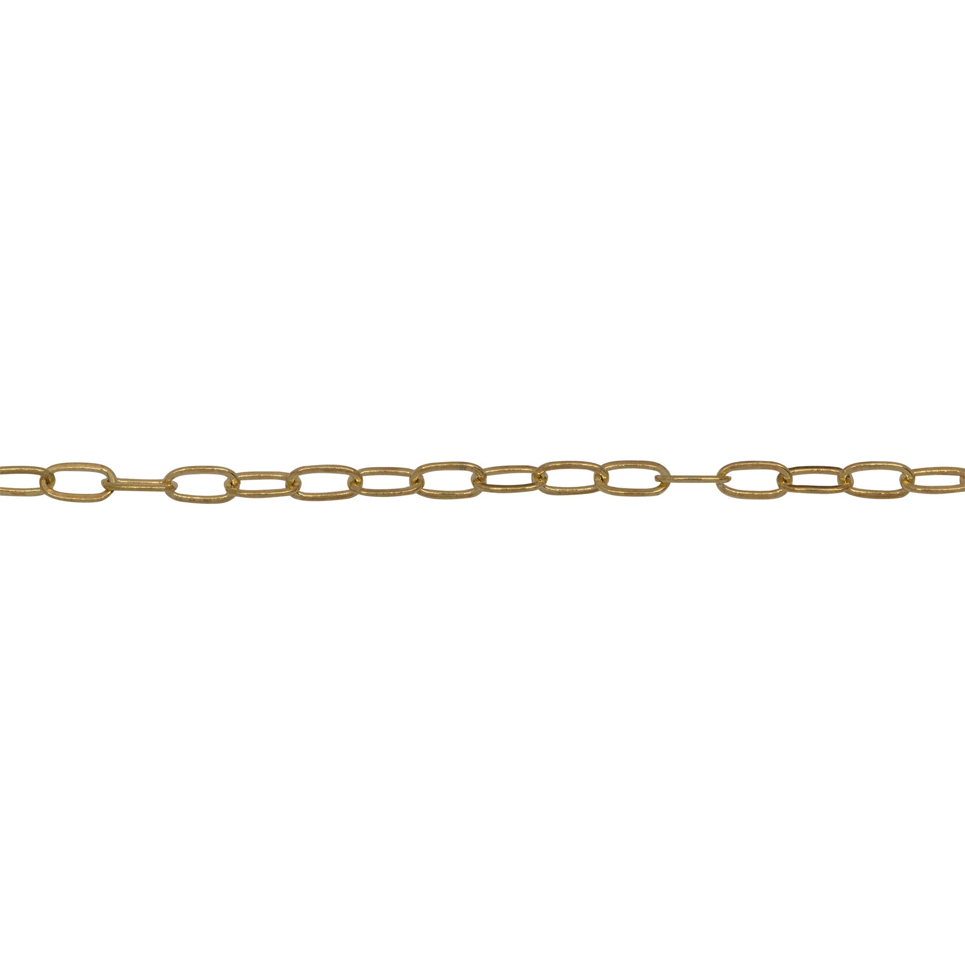 Chain by Foot. Sterling Silver - Gold Plated 1.53mm Width 3.00mm Length, Flat Cable Chain. Price per: 1 Foot.