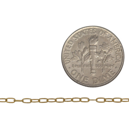 Sterling Silver - Gold Plated 1.53mm Width 3.00mm Length, Flat Cable Chain. Price per: 1 Foot.