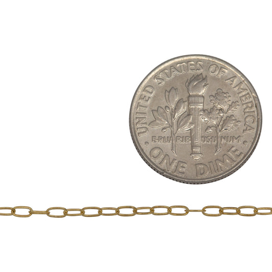 Sterling Silver - Gold Plated 1.53mm Width 3.00mm Length, Flat Cable Chain. Price per: 1 Foot.