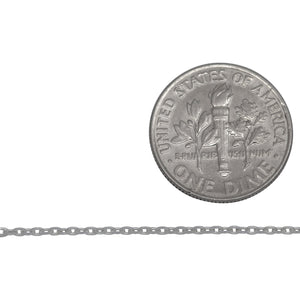 Sterling Silver 1.22mm Width 1.78mm Length, Diamond Cut Cable Chain. Price per: 1 Foot.