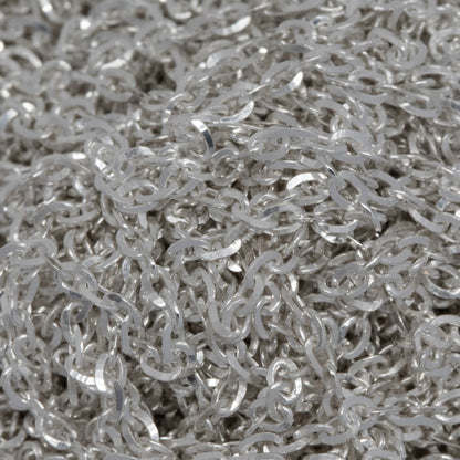 Sterling Silver 1.22mm Width 1.78mm Length, Diamond Cut Cable Chain. Price per: 1 Foot.