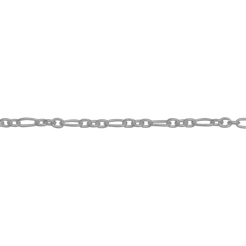 Chain by Foot. Sterling Silver 1.55mm Width by 3.58mm Length large Oval Link Connected to Three of 1.45mm Width by 2.04mm Length Small Oval Links, Smooth Long and Short Chain. Price per: 1 Foot.