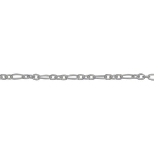 Chain by Foot. Sterling Silver 1.55mm Width by 3.58mm Length large Oval Link Connected to Three of 1.45mm Width by 2.04mm Length Small Oval Links, Smooth Long and Short Chain. Price per: 1 Foot.