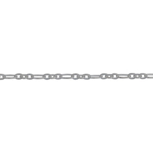 Chain by Foot. Sterling Silver 1.65mm Width by 3.65mm Length large Oval Link Connected to Three of 1.60mm Width by 2.07mm Length Small Oval Links, Flat Long and Short Chain. Price per: 1 Foot.