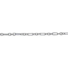 Load image into Gallery viewer, Chain by Foot. Sterling Silver 1.40mm Width by 3.65mm Length large Oval Link Connected to Three of 1.53mm Width by 2.04mm Length Small Oval Links, Diamond Cut Long and Short Chain. Price per: 1 Foot.
