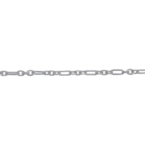 Chain by Foot. Sterling Silver 1.40mm Width by 3.65mm Length large Oval Link Connected to Three of 1.53mm Width by 2.04mm Length Small Oval Links, Diamond Cut Long and Short Chain. Price per: 1 Foot.