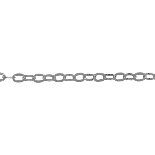 Chain by Foot. Sterling Silver 2.32mm Width 3.12mm Length, Corrugated Cable Chain. Price per: 1 Foot.