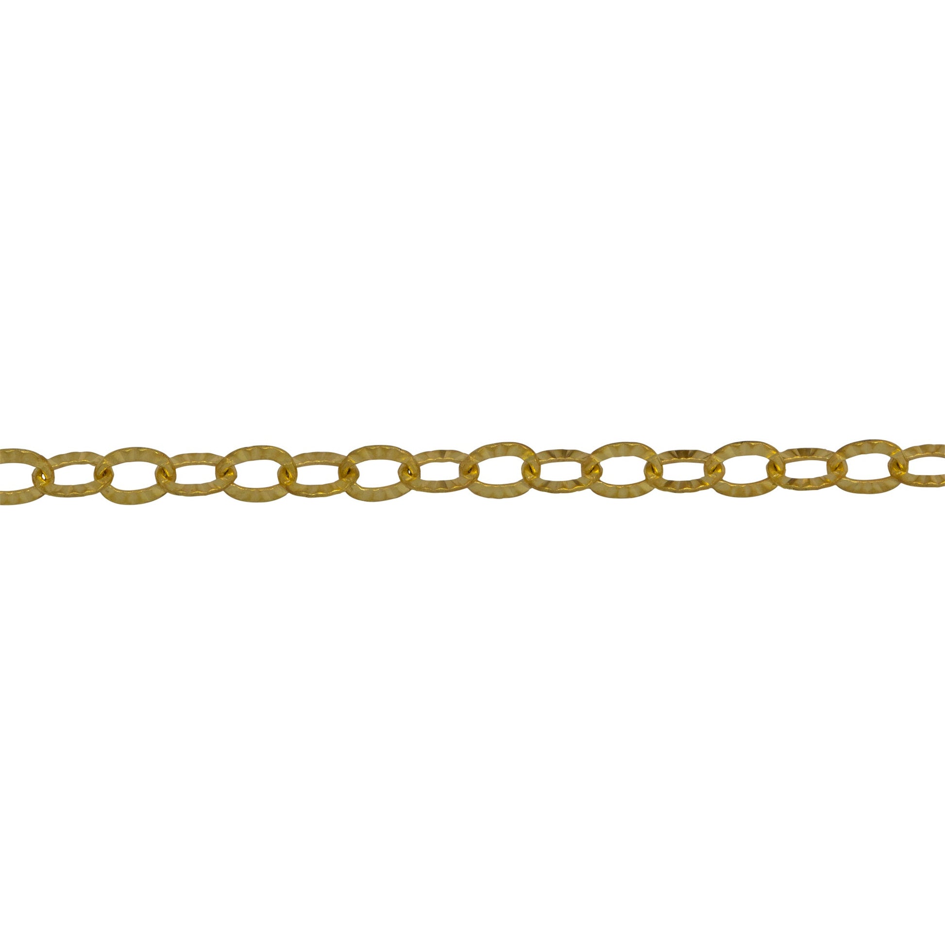 Chain by Foot. Sterling Silver - Gold Plated 2.32mm Width 3.12mm Length, Corrugated Cable Chain. Price per: 1 Foot.