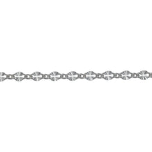 Load image into Gallery viewer, Chain by Foot. Sterling Silver 2.18mm Width by 3.91mm Length Dapped Diamond Cut Oval Link Connected to 1.32mm Width by 1.97mm Length Smooth Curb Link, Long and Short Chain. Price per: 1 Foot.
