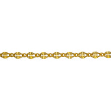 Load image into Gallery viewer, Chain by Foot. Sterling Silver - Gold Plated 2.18mm Width by 3.91mm Length Dapped Diamond Cut Oval Link Connected to 1.32mm Width by 1.97mm Length Smooth Curb Link, Long and Short Chain. Price per: 1 Foot.
