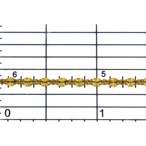 Sterling Silver - Gold Plated 2.18mm Width by 3.91mm Length Dapped Diamond Cut Oval Link Connected to 1.32mm Width by 1.97mm Length Smooth Curb Link, Long and Short Chain. Price per: 1 Foot.