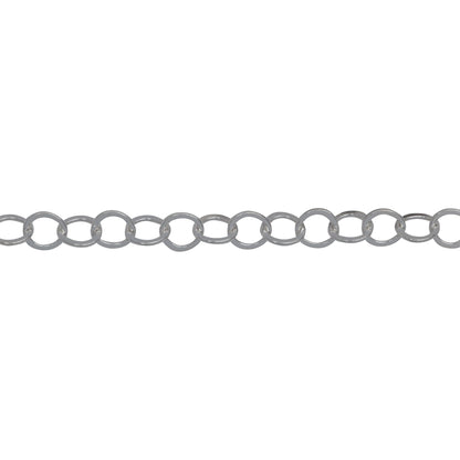 Chain by Foot. Sterling Silver 3.25mm Width / Length, Flat Cable Chain. Price per: 1 Foot.
