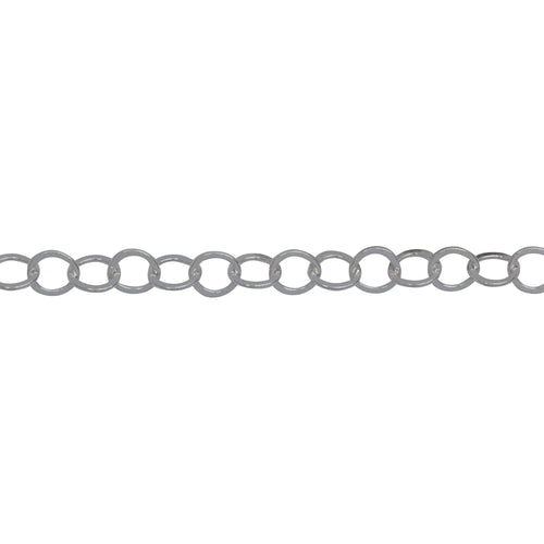 Chain by Foot. Sterling Silver 3.25mm Width / Length, Flat Cable Chain. Price per: 1 Foot.