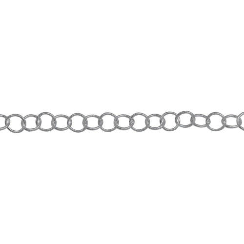 Chain by Foot. Sterling Silver 3.32mm Width / Length, Smooth Cable Chain. Price per: 1 Foot.