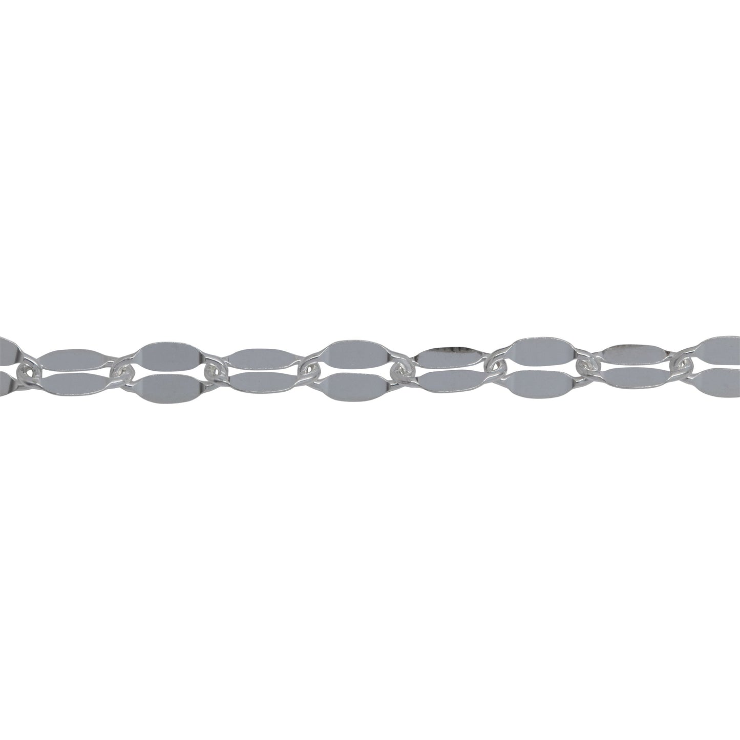 Chain by Foot. Sterling Silver 3.50mm Width by 6.40mm Length, Dapped Cable Chain. Price per: 1 Foot.
