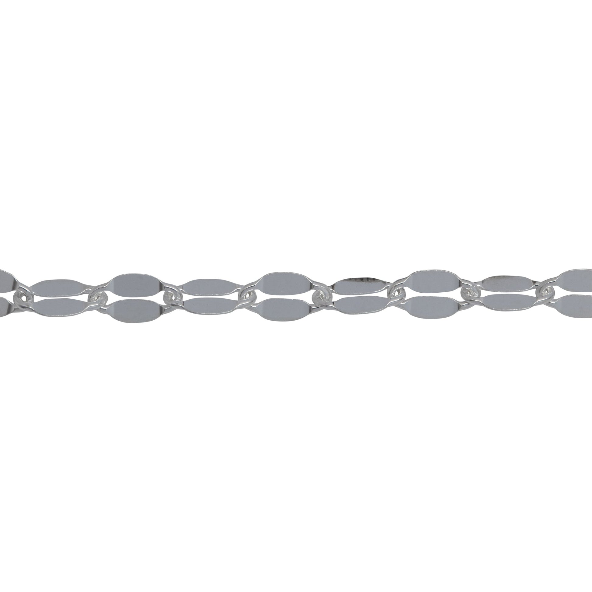 Chain by Foot. Sterling Silver 3.50mm Width by 6.40mm Length, Dapped Cable Chain. Price per: 1 Foot.