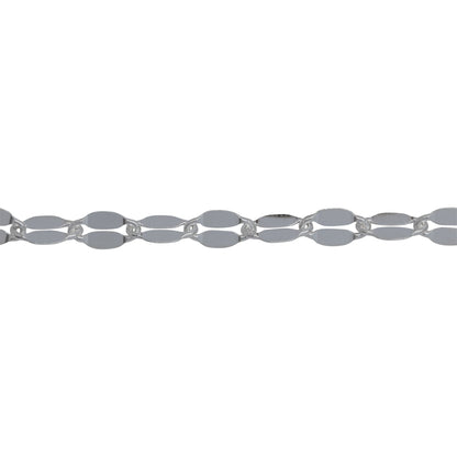 Chain by Foot. Sterling Silver 3.50mm Width by 6.40mm Length, Dapped Cable Chain. Price per: 1 Foot.
