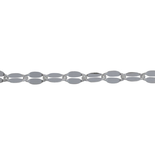 Chain by Foot. Sterling Silver 3.50mm Width by 6.40mm Length, Dapped Cable Chain. Price per: 1 Foot.