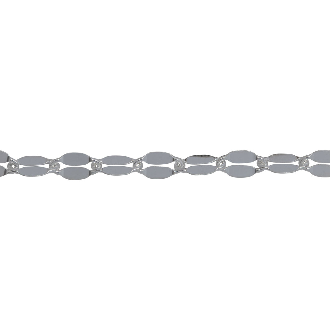 Chain by Foot. Sterling Silver 3.50mm Width by 6.40mm Length, Dapped Cable Chain. Price per: 1 Foot.