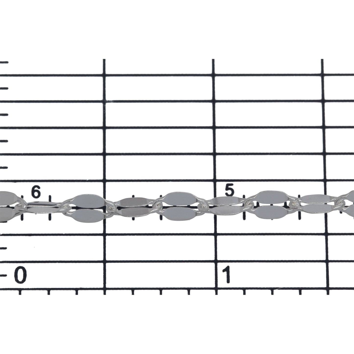 Sterling Silver 3.50mm Width by 6.40mm Length, Dapped Cable Chain. Price per: 1 Foot.
