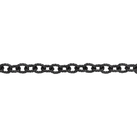 Chain by Foot. Sterling Silver - Rhodium Plated 3.15mm Width by 4.02mm Length, Twisted Oval Cable Chain. Price per: 1 Foot.