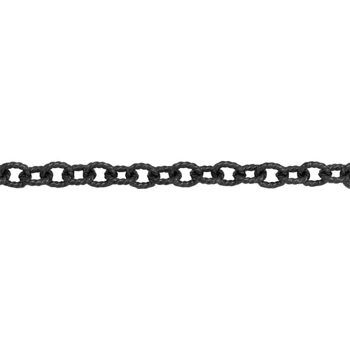 Chain by Foot. Sterling Silver - Rhodium Plated 3.15mm Width by 4.02mm Length, Twisted Oval Cable Chain. Price per: 1 Foot.