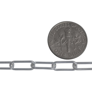 Sterling Silver 4.43mm Width by 11.38mm Length, Smooth Elongated Cable Chain. Price per: 1 Foot.