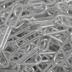 Sterling Silver 4.43mm Width by 11.38mm Length, Smooth Elongated Cable Chain. Price per: 1 Foot.