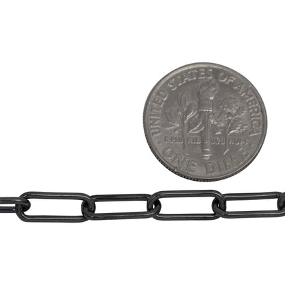 Sterling Silver - Rhodium Plated 4.43mm Width by 11.38mm Length, Smooth Elongated Cable Chain. Price per: 1 Foot.
