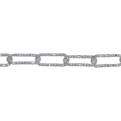 Chain by Foot. Sterling Silver 4.45mm Width by 11.50mm Length, Diamond Cut Elongated Cable Chain. Price per: 1 Foot.