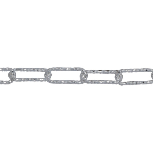 Chain by Foot. Sterling Silver 4.45mm Width by 11.50mm Length, Diamond Cut Elongated Cable Chain. Price per: 1 Foot.